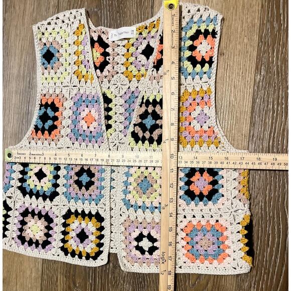 By Together Crochet Granny Square Cardigan Vest Women’s OS Cottagecore Boho EUC! - Picture 8 of 8
